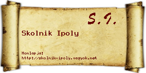 Skolnik Ipoly névjegykártya